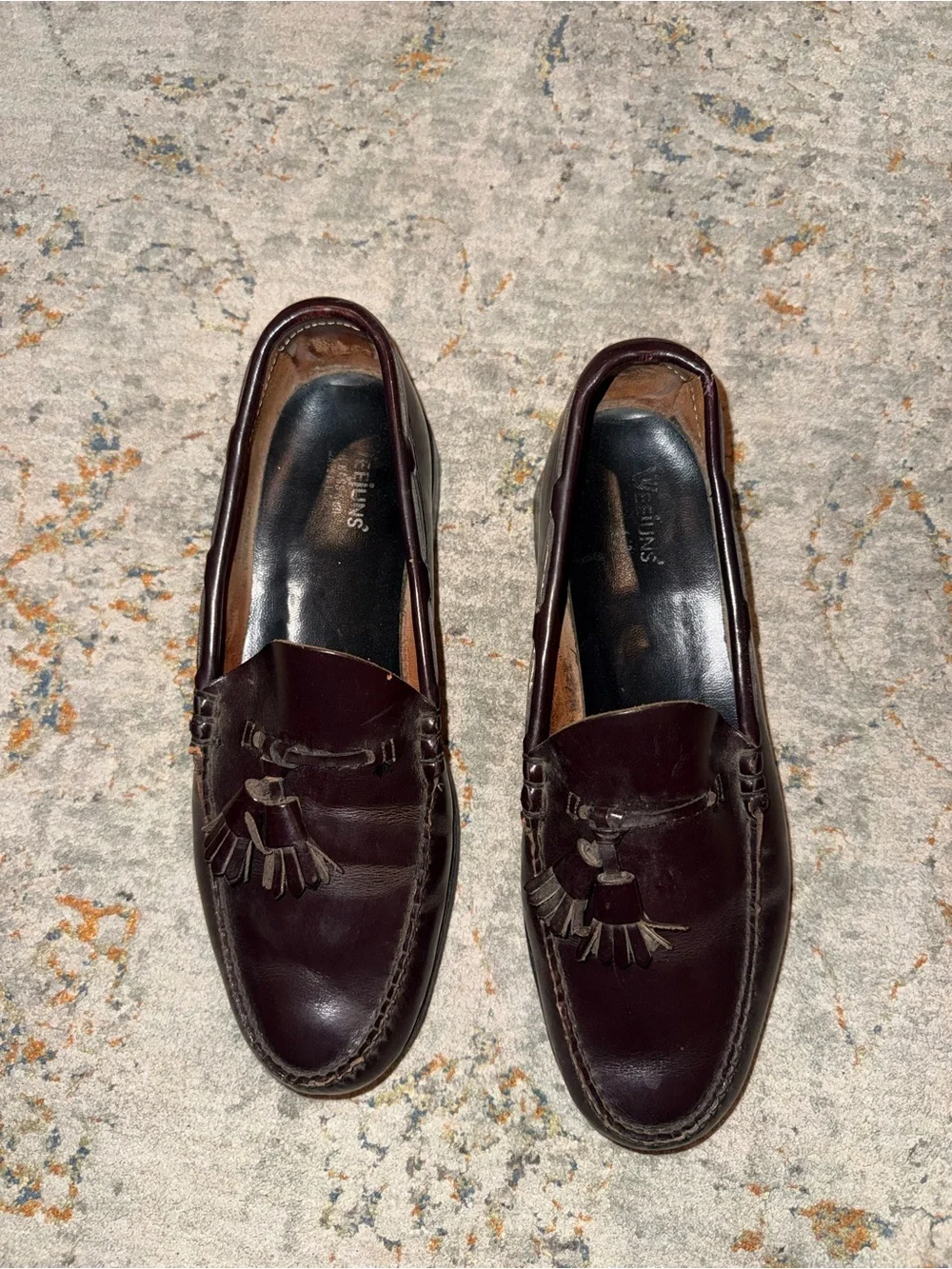 Men's Burgundy Tassel Loafers - Classic Leather Slip-On GH Bass 8 E